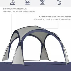 Telte & Lysthuse^Outsunny Have / Camping Telt - Vandtæt Polyester, Glasfiberramme - Cremhvid/Blå 3,5x3,5x2,3m