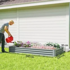 Plantningsbænke^Outsunny H$jbed af st$l, vejrbestandigt plantebed 240x120x30cm