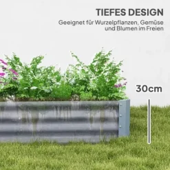 Plantningsbænke^Outsunny H$jbed af st$l, vejrbestandigt plantebed 240x120x30cm