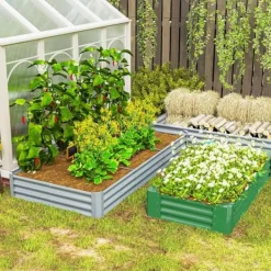 Plantningsbænke^Outsunny H$jbed af st$l, vejrbestandigt plantebed 240x120x30cm