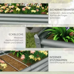 New Outsunny højbed af stål, vejrbestandigt plantebed 180x90x30 cm Plantningsbænke
