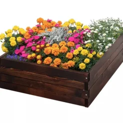 Plantningsbænke^Outsunny Hjbed i fyrretræ, Plantekasse til grøntsager og krydderurter, Mørkebrun, 60x60x23 cm
