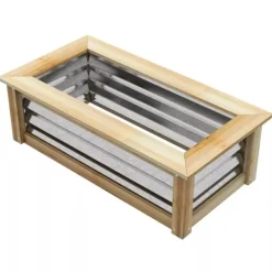 Plantningsbænke^Outsunny Højbed i Metal og Træ Natur/Sølv 90x45x30cm