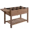 Hot Outsunny Hjbed knne Tr Tannenholz Brun 123x54x74 cm Plantningsbænke