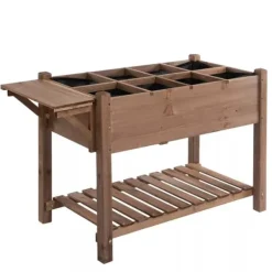 Hot Outsunny Hjbed knne Tr Tannenholz Brun 123x54x74 cm Plantningsbænke