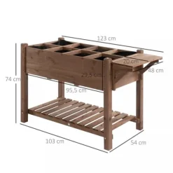 Hot Outsunny Hjbed knne Tr Tannenholz Brun 123x54x74 cm Plantningsbænke
