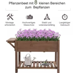 Hot Outsunny Hjbed knne Tr Tannenholz Brun 123x54x74 cm Plantningsbænke