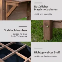 Hot Outsunny Hjbed knne Tr Tannenholz Brun 123x54x74 cm Plantningsbænke