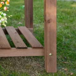 Hot Outsunny Hjbed knne Tr Tannenholz Brun 123x54x74 cm Plantningsbænke