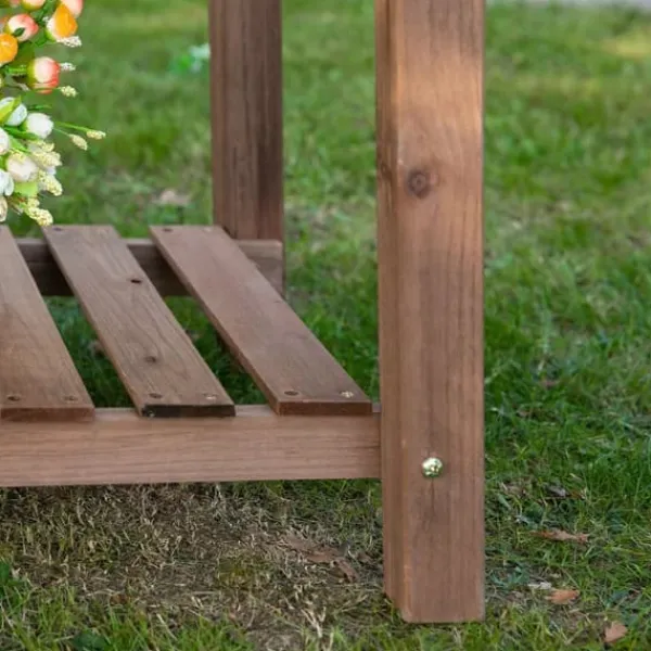 Hot Outsunny Hjbed knne Tr Tannenholz Brun 123x54x74 cm Plantningsbænke