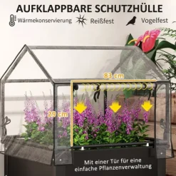 Outsunny Højbed med Drivhus, Plantekasse i Metal, 60x60x120 cm, Sort Drivhus