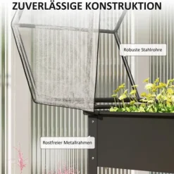 Outsunny Højbed med Drivhus, Plantekasse i Metal, 60x60x120 cm, Sort Drivhus