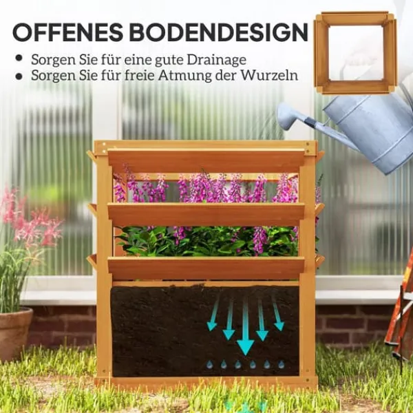 Kompostering^Outsunny H'jbed med Espalier i Gran, 65x65x73cm - Perfekt til Klatreplanter og Havebrug