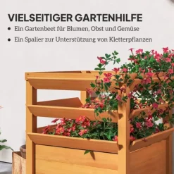 Kompostering^Outsunny H'jbed med Espalier i Gran, 65x65x73cm - Perfekt til Klatreplanter og Havebrug
