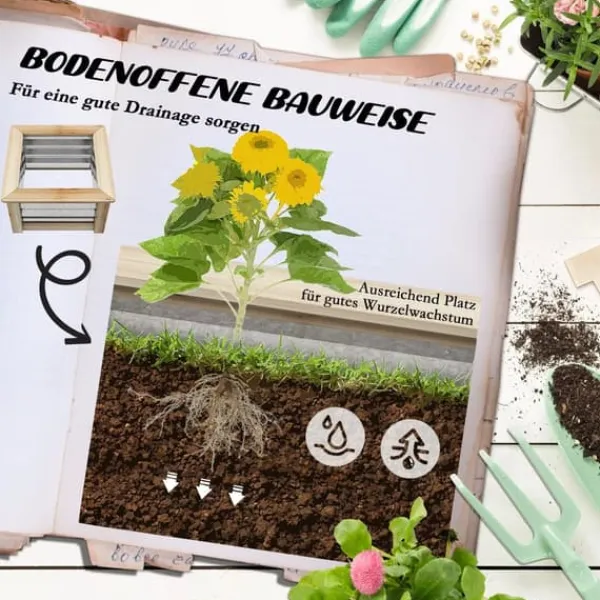 Plantningsbænke^Outsunny Højbed Plantekasse med Metalramme og Trædetaljer - Natur/Sølv
