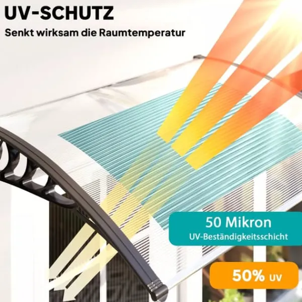 Best Outsunny Hoveddørsbaldakin Hvid Polycarbonat 122x90cm - Regn- og Solbeskyttelse med UV-filter Skure, Garager & Carports