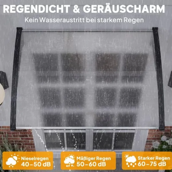 Best Outsunny Hoveddørsbaldakin Hvid Polycarbonat 122x90cm - Regn- og Solbeskyttelse med UV-filter Skure, Garager & Carports