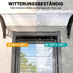 Best Outsunny Hoveddørsbaldakin Hvid Polycarbonat 122x90cm - Regn- og Solbeskyttelse med UV-filter Skure, Garager & Carports