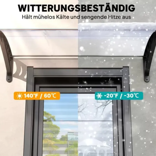 Best Outsunny Hoveddørsbaldakin Hvid Polycarbonat 122x90cm - Regn- og Solbeskyttelse med UV-filter Skure, Garager & Carports