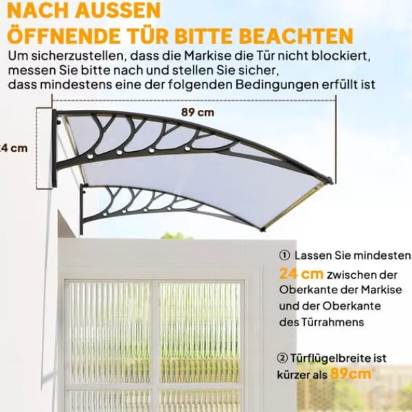 Best Outsunny Hoveddørsbaldakin Hvid Polycarbonat 122x90cm - Regn- og Solbeskyttelse med UV-filter Skure, Garager & Carports