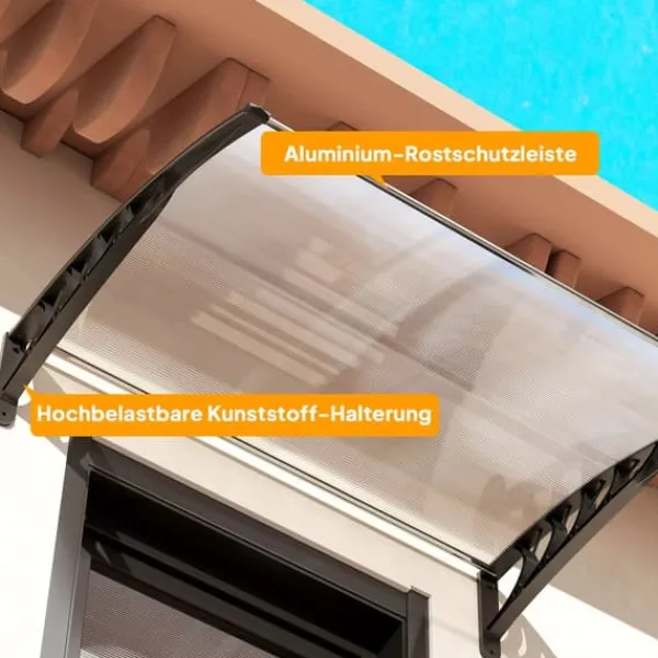 Best Outsunny Hoveddørsbaldakin Hvid Polycarbonat 122x90cm - Regn- og Solbeskyttelse med UV-filter Skure, Garager & Carports