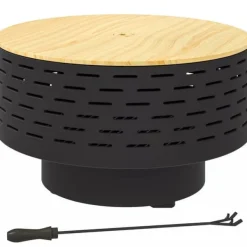 Online Outsunny 3-i-1 bålsted med grillrist og gnistfang i koksgrå rustfrit stål, Ø60x39cm Pejse