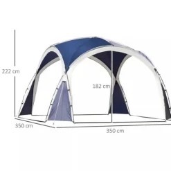 Telte & Lysthuse^Outsunny Kuppeltelt, Blå, 3,5x3,5x2,22m, Polyester, Have, Terrasse, Altankuppeltelt til 6-8 personer