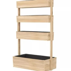 Plantestativer^Outsunny 4-lags hijbed i grantræ - Naturtræ 88.5x45x140 cm - Lodret plantekasse til have og altan