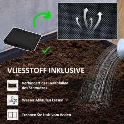 Plantestativer^Outsunny 4-lags hijbed i grantræ - Naturtræ 88.5x45x140 cm - Lodret plantekasse til have og altan