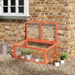 Clearance Outsunny Mini Drivhus Orange - Fyrretræ/Polycarbonat 90x46x40cm Drivhus