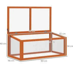 Clearance Outsunny Mini Drivhus Orange - Fyrretræ/Polycarbonat 90x46x40cm Drivhus