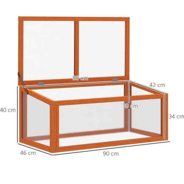 Clearance Outsunny Mini Drivhus Orange - Fyrretræ/Polycarbonat 90x46x40cm Drivhus