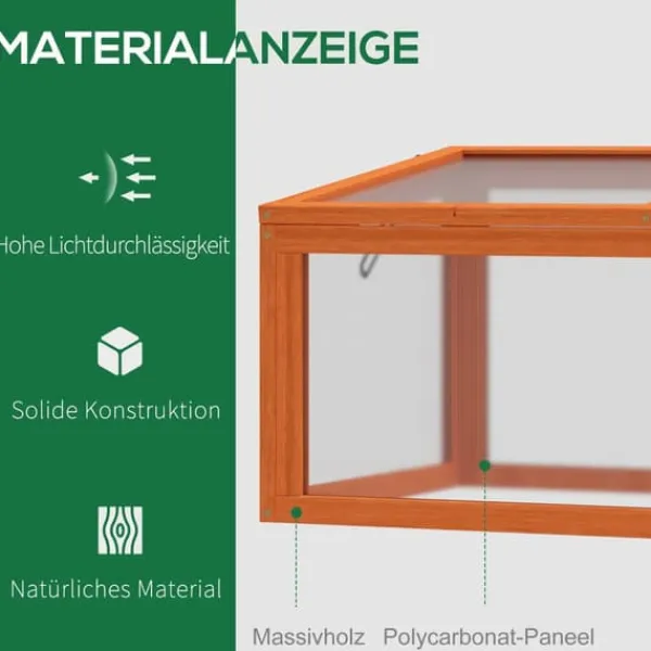 Clearance Outsunny Mini Drivhus Orange - Fyrretræ/Polycarbonat 90x46x40cm Drivhus