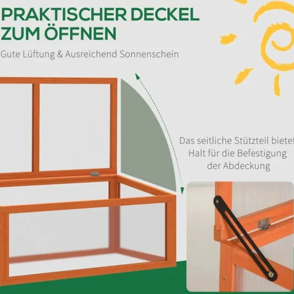Clearance Outsunny Mini Drivhus Orange - Fyrretræ/Polycarbonat 90x46x40cm Drivhus