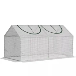 Best Outsunny Minivæksthus med UV-resistent PE-dække, stålramme, lynlåsvindue, 120x60x60 cm, Hvid Drivhus