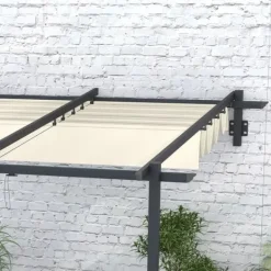 Outsunny Pergola 3x3m, Creme Hvid, Polyester, Vendt`t, Justerbart Tag til Have og Terrasse Buer, Spalier, Lysthuse Uden Tag