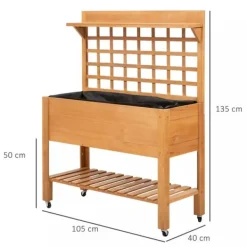 Plantningsbænke^Outsunny Plantebord i Grantrback, Brun, 105x40x135 cm
