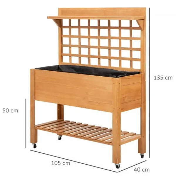 Plantningsbænke^Outsunny Plantebord i Grantrback, Brun, 105x40x135 cm