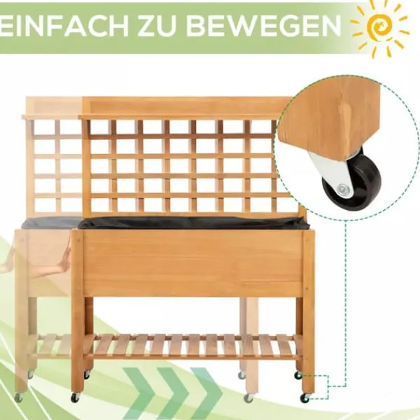 Plantningsbænke^Outsunny Plantebord i Grantrback, Brun, 105x40x135 cm