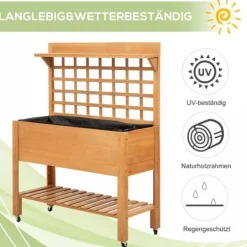 Plantningsbænke^Outsunny Plantebord i Grantrback, Brun, 105x40x135 cm