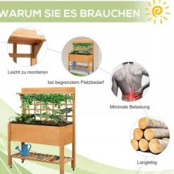 Plantningsbænke^Outsunny Plantebord i Grantrback, Brun, 105x40x135 cm
