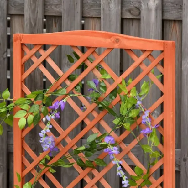 Clearance Outsunny Plantekasse med Espalier, Fyrretræ, Gul, 60x30x122,5cm Plantningsbænke