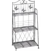 Plantestativer^Outsunny Plantestativ Metal Blomsterstativ med 3 Hylder, Blomstertrappe til Have, Sølvgrå, 44x25x96cm