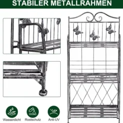 Plantestativer^Outsunny Plantestativ Metal Blomsterstativ med 3 Hylder, Blomstertrappe til Have, Sølvgrå, 44x25x96cm