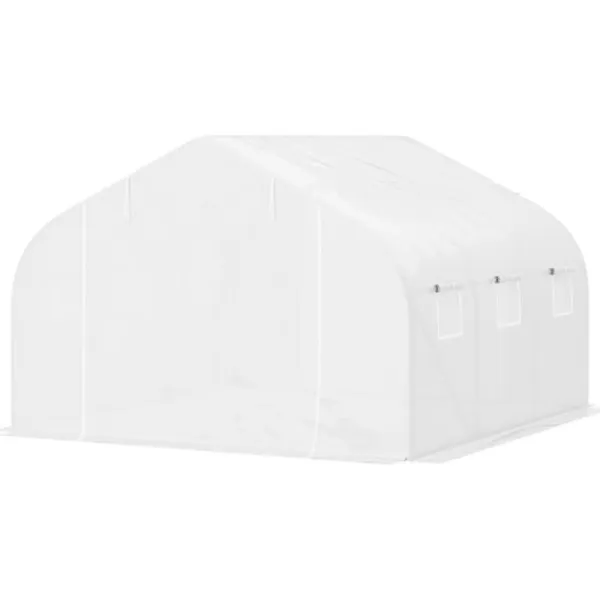 Drivhus^Outsunny Plastdrivhus 3,5x3x3m UV-beskyttelse Tomathus, Mesh-vindue, Vindtæt, til Have & Altan, Metal, Hvid