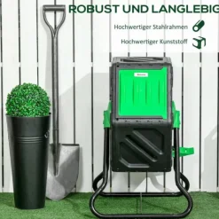 Kompostering^Outsunny Roterbar Kompostkværn 65L - Hurtig Havekompostbeholder af Plast