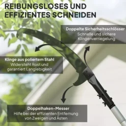 Haveværktøj^Outsunny Teleskop Astsalg 1.5-2.6m - Metal, Sølv - Justerbar grenklipper med sav til høje grene
