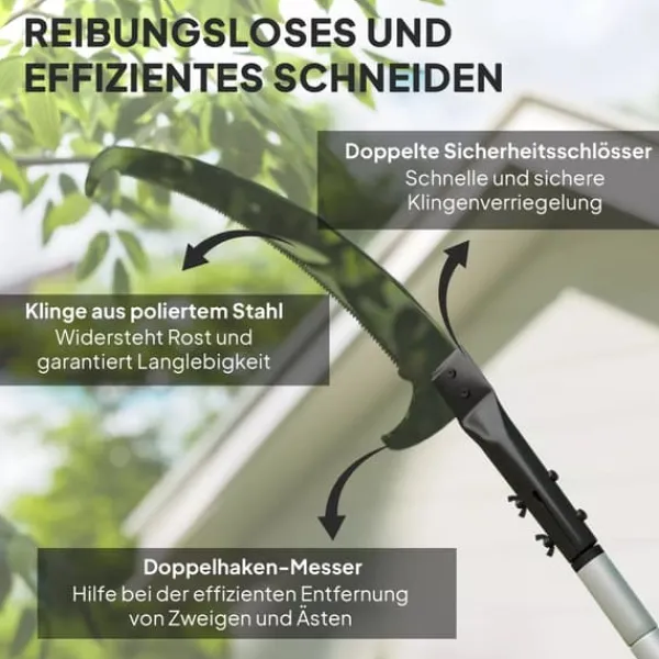 Haveværktøj^Outsunny Teleskop Astsalg 1.5-2.6m - Metal, Sølv - Justerbar grenklipper med sav til høje grene