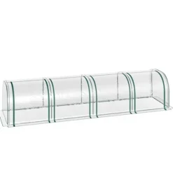 Best Outsunny Tunneldrivhus til planter - Folievægsthus med dør - PVC i klar farve - 395 x 100 x 80 cm Drivhus