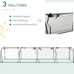 Best Outsunny Tunneldrivhus til planter - Folievægsthus med dør - PVC i klar farve - 395 x 100 x 80 cm Drivhus